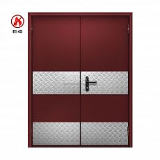 Двухстворчатая противопожарная дверь EI 45 ДГ-02-EI45 ДП124 двупольная глухая